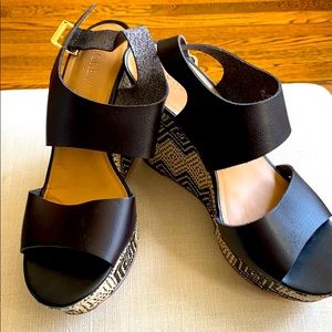 J.Crew Detailed Black Wedge Sandal